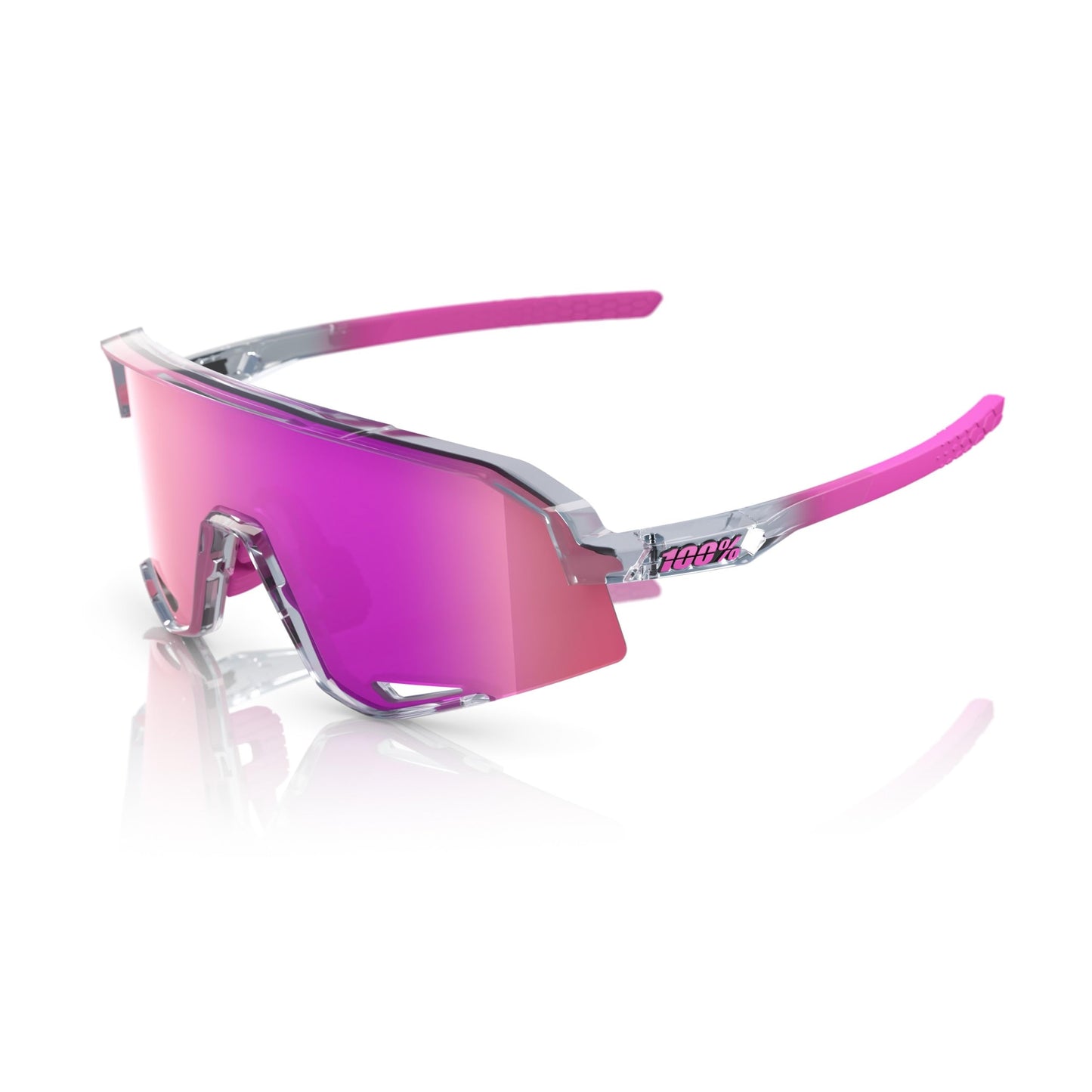 100% Slendale Sunglasses - Polished Translucent Grey; Purple Multilayer Mirror