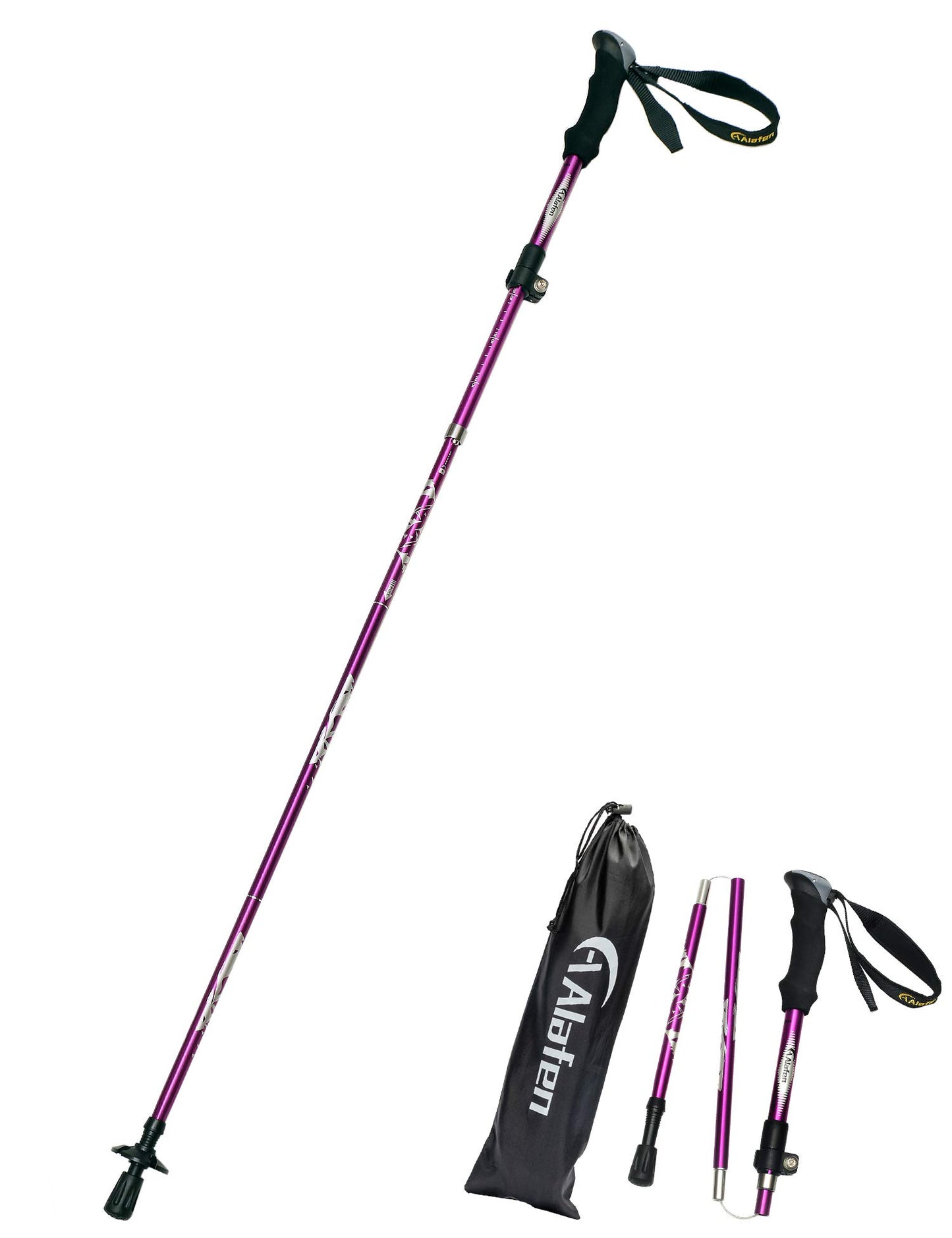 A ALAFEN Aluminum Collapsible Ultralight Travel Trekking Hiking Pole for Men and Women Light Purple 1PC