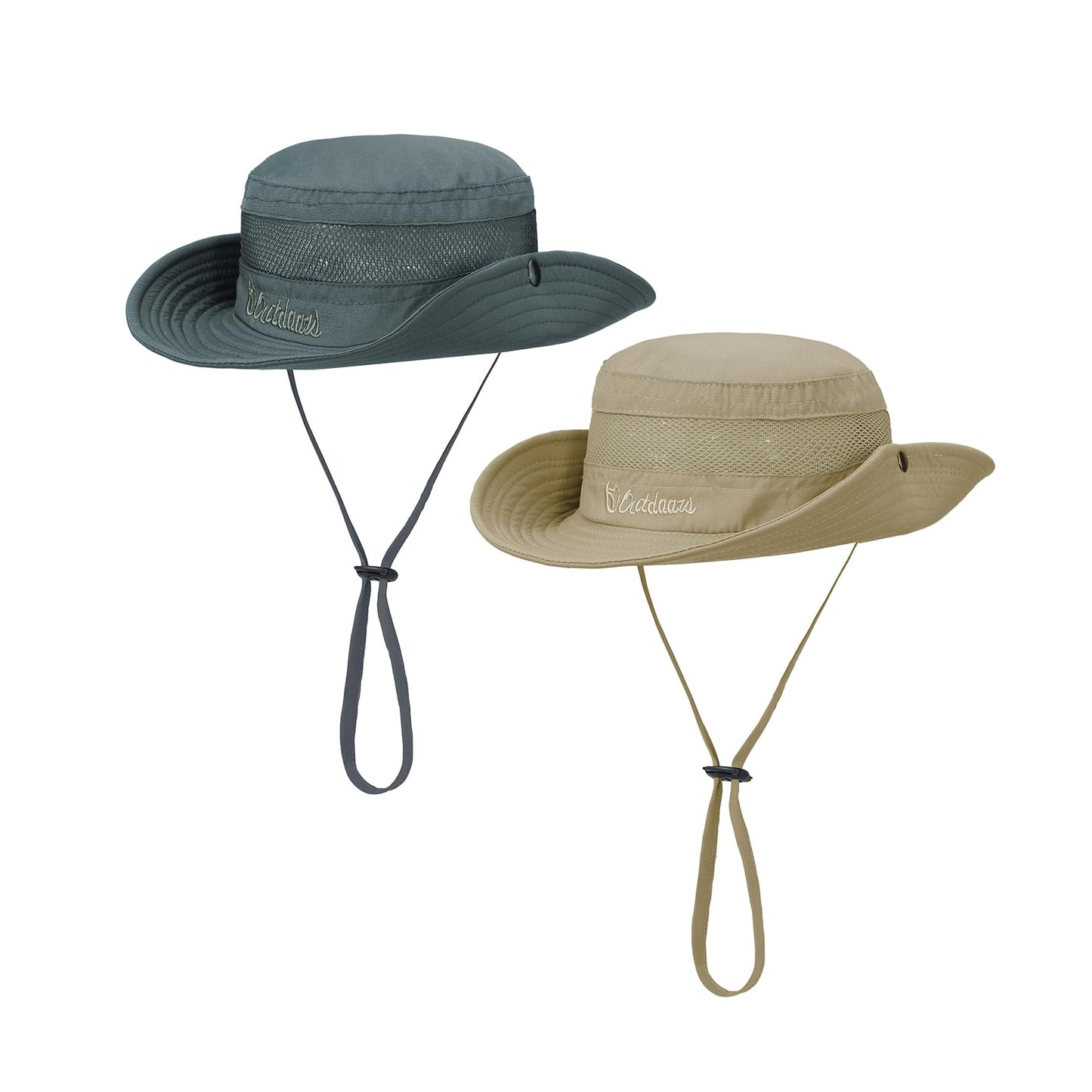 Durio UPF 50+ Sun Hat for Kids - Wide Brim Protection, Breathable Bucket Hat for Boys & Girls, Fishing - Dark Khaki & Dark Grey, 5-13 Years