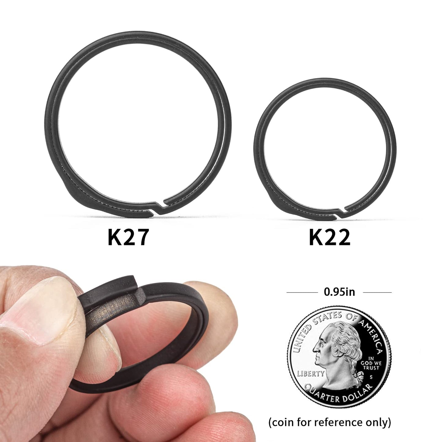 TISUR Titanium Key Chain Clip Hook+Quick Release Side Pushing Split Rings Kit