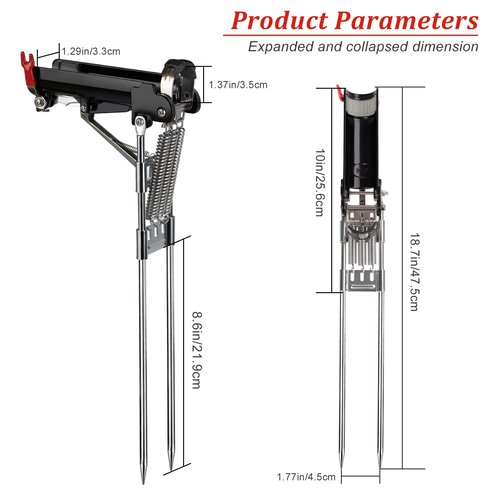 QualyQualy Fishing Rod Holders for Ground, High Sensitivity Spring Automatic Fishing Rod Holder, All Metal Heavy Duty Adjustable Fishing Pole Stand, Bank Fishing Rod Rack Stand-2Pack