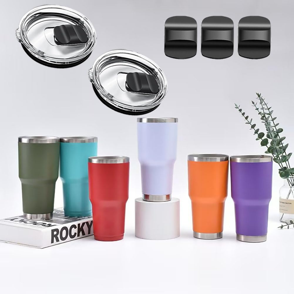 2Pack 20 oz for YETI Tumbler Lid, with 3 Black Magnetic Slider Replacement, Compatible for YETI 20 oz Tumbler, for 10/24 oz Mug and 10 oz Lowball, Coffee Tumbler