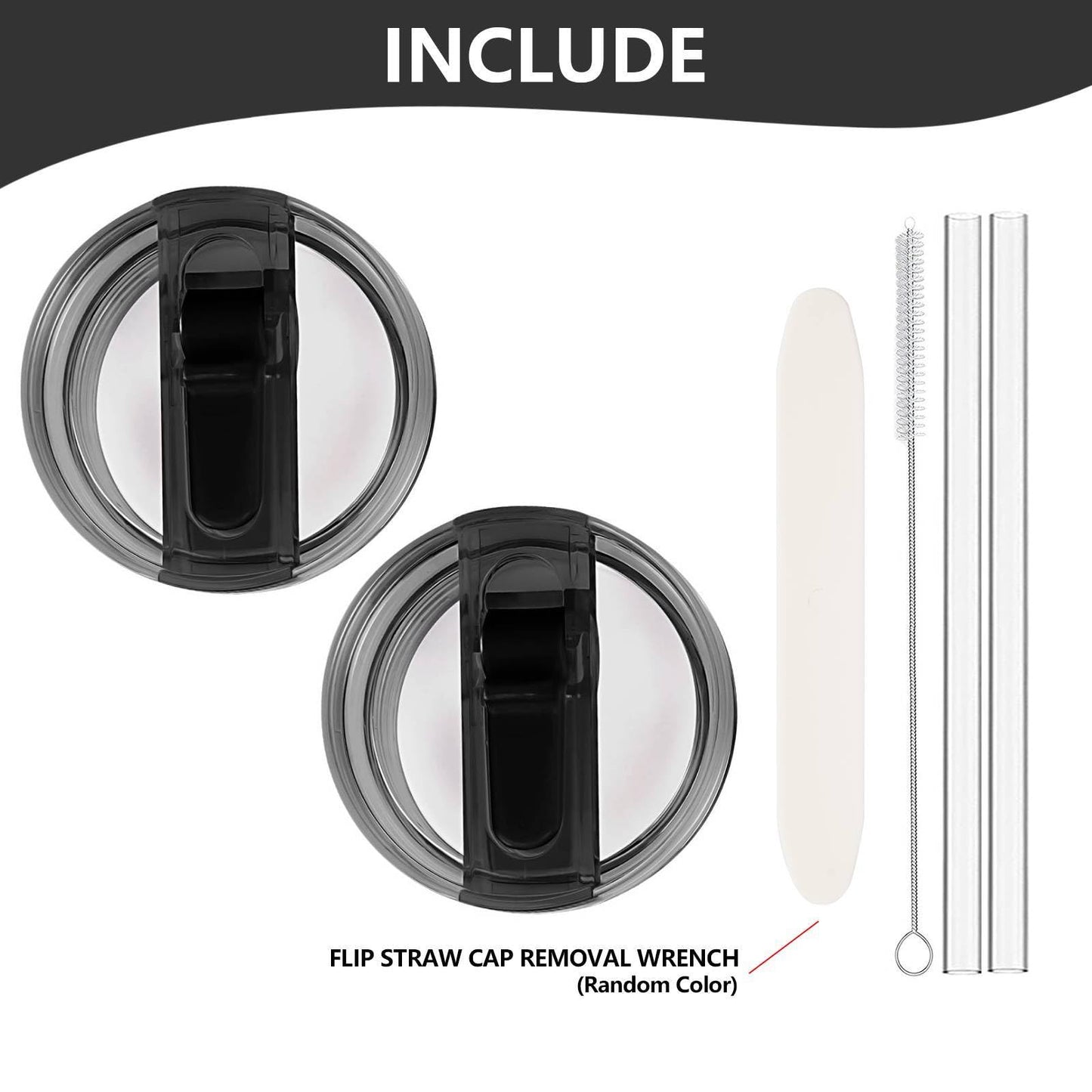 2PC Replacement Leak Proof Tumbler FLIP Lid With Straw - Fit For Stanley ProTour Quencher and Quencher H2.0 40oz,64oz Tumbler (2Black, 40oz and 64oz)
