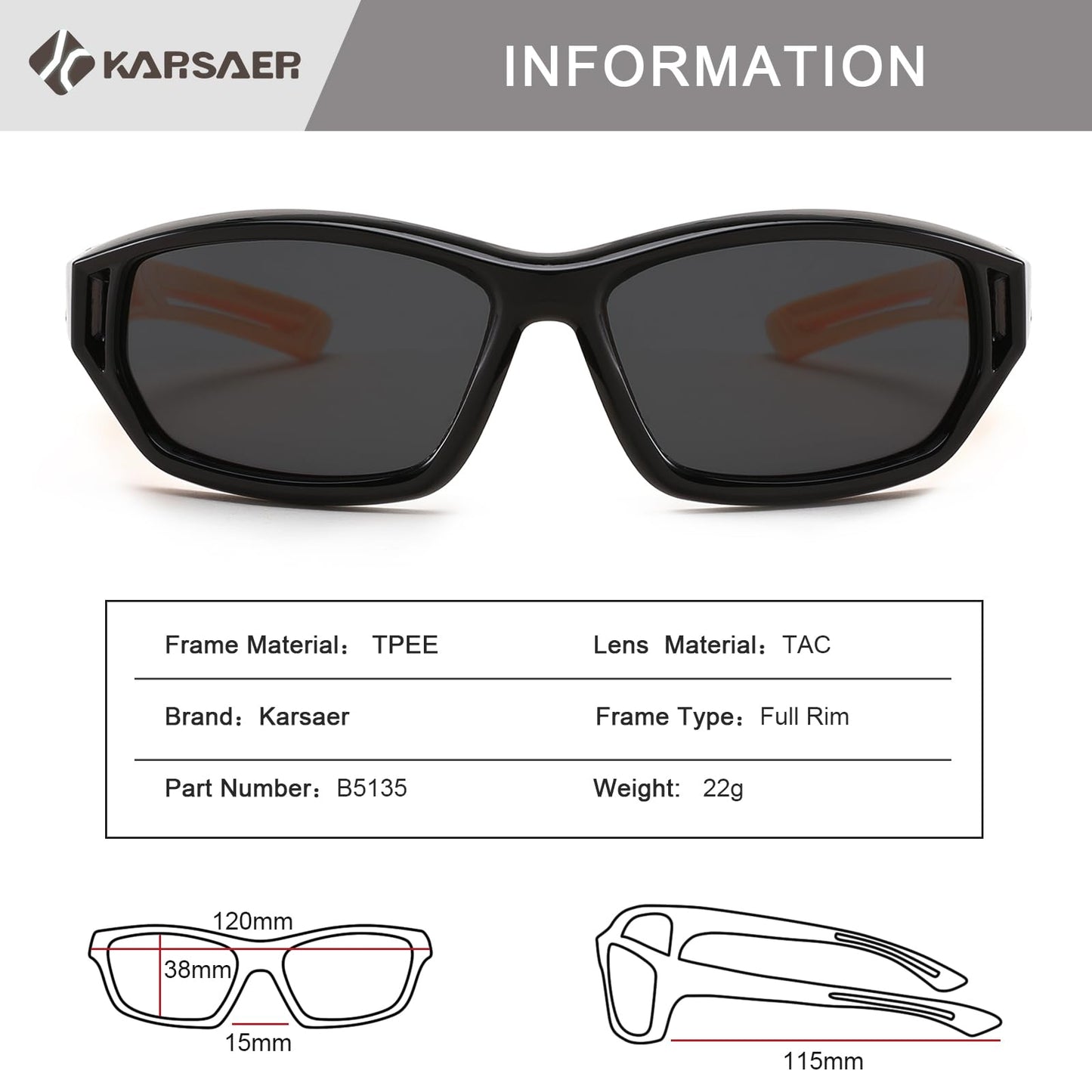 Karsaer Vision Polarized Kids Sunglasses UV400 Protection Flexible TPEE Rubber Frame Baseball Shades for Boys Girls Ages 3-12