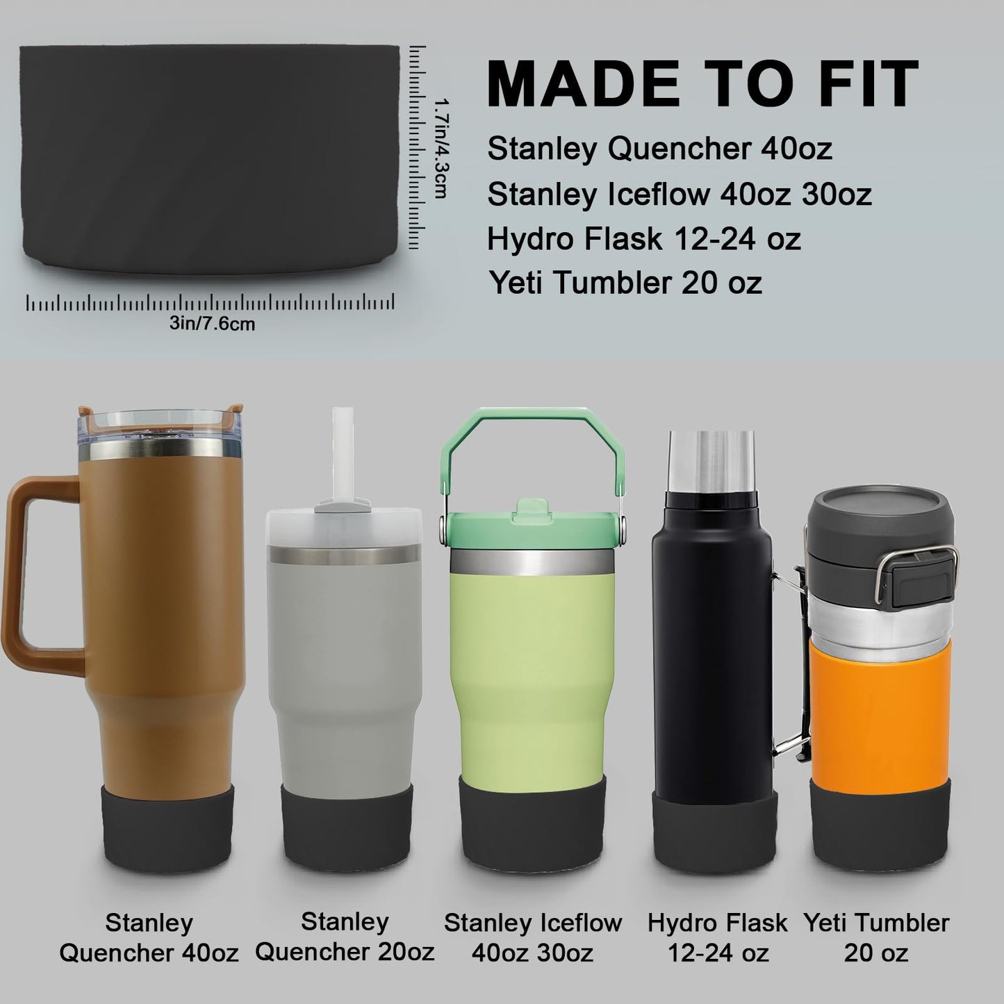 KIACFFH Boot for Stanley Cup Accessories, Silicone Boots Bottom for Stanley 40oz 30oz Tumbler with Handle (Black+Cream)