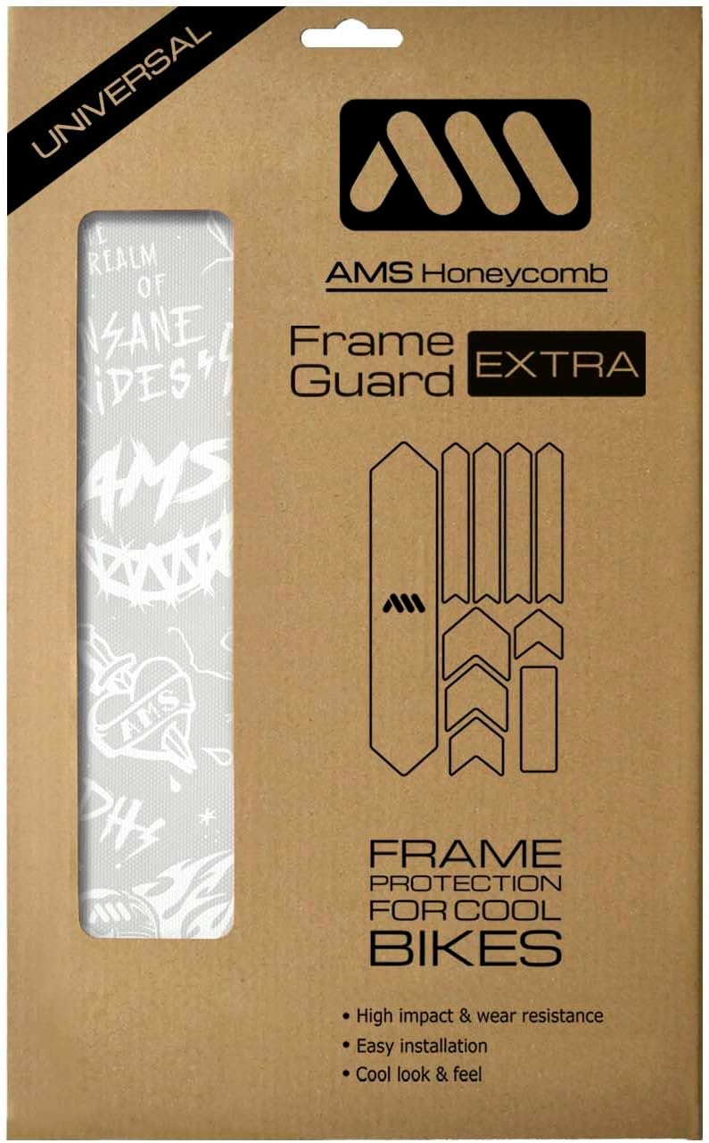 All Mountain Style Bike Frame Protector Extra - Universal Fit, 10-Piece Set for Down Tube, Chainstay, Cable Wear, High-Impact Honeycomb PVC