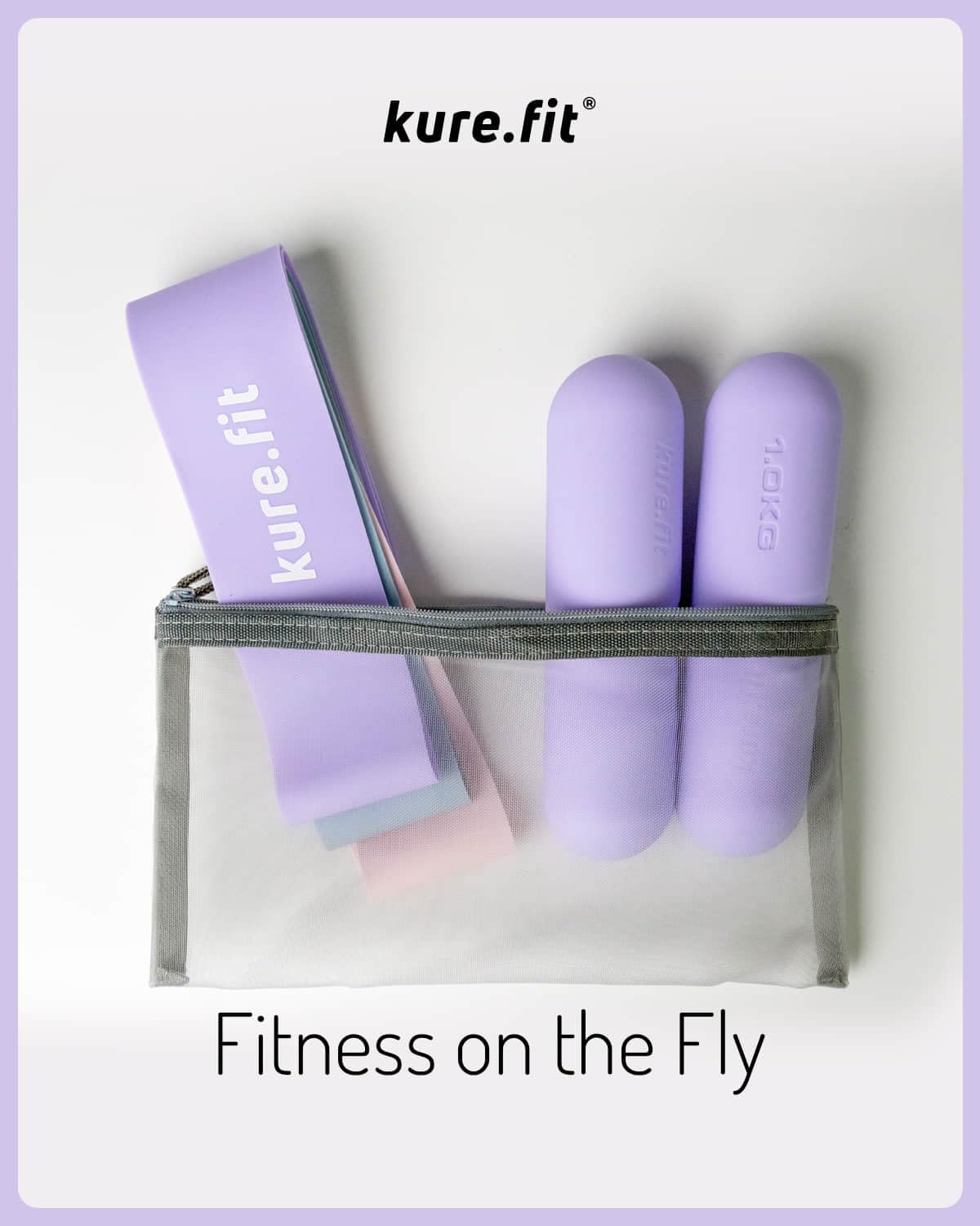 kure.fit Peach Wrist & Ankle Weights + Purple Hand Weight Bars Bundle Set