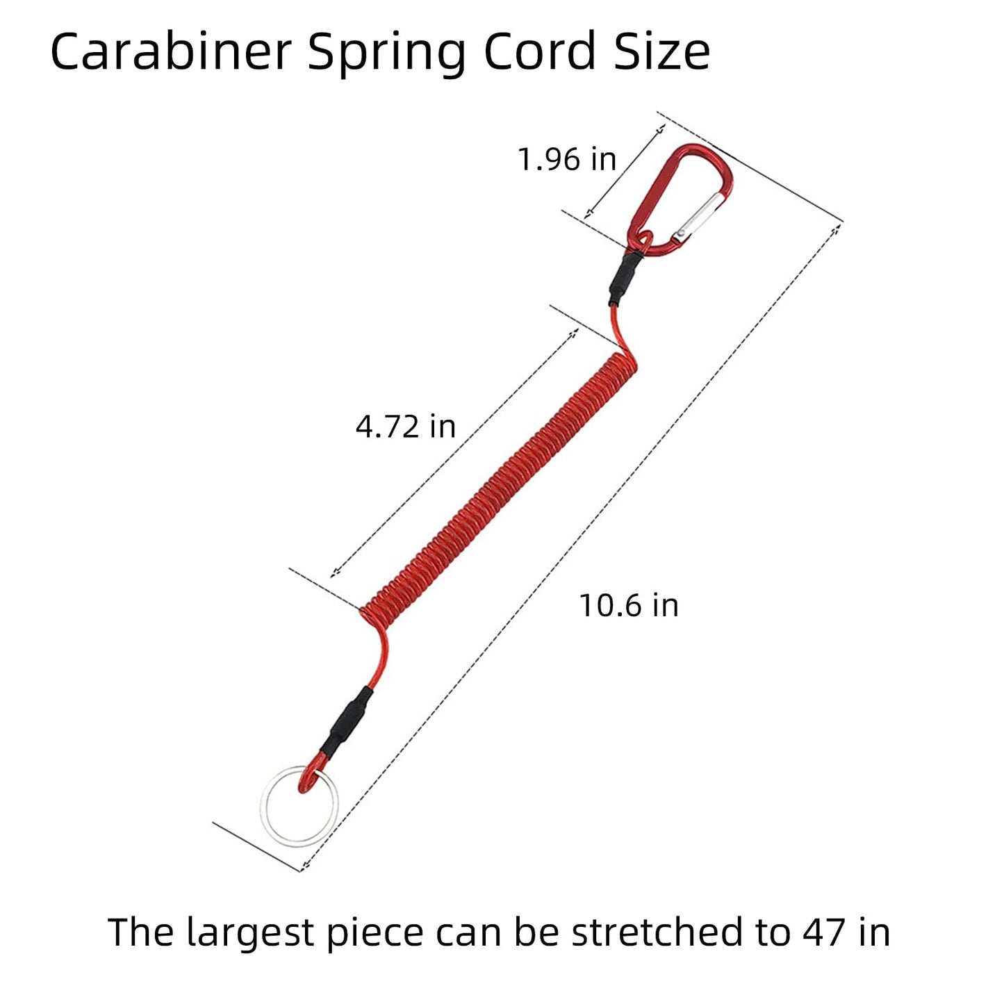 WTGID Carabiner Anti-Lost Rope,Spring Lanyard,Kayak Paddle Leash,Spring Coil Keychain,Retractable Length 10.6 inches,Fishing Lanyard,Retractable Tool Lanyard,Coiled Lanyard,5pcs