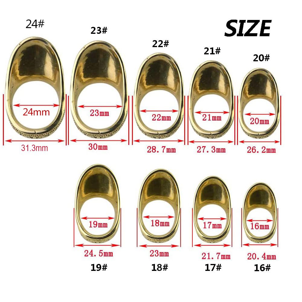 AMEYXGS Archery Thumb Ring Handmade Brass Finger Protector Thumb Protector Ring for Outdoor Archery Hunting Accessories Finger Tab (24#)