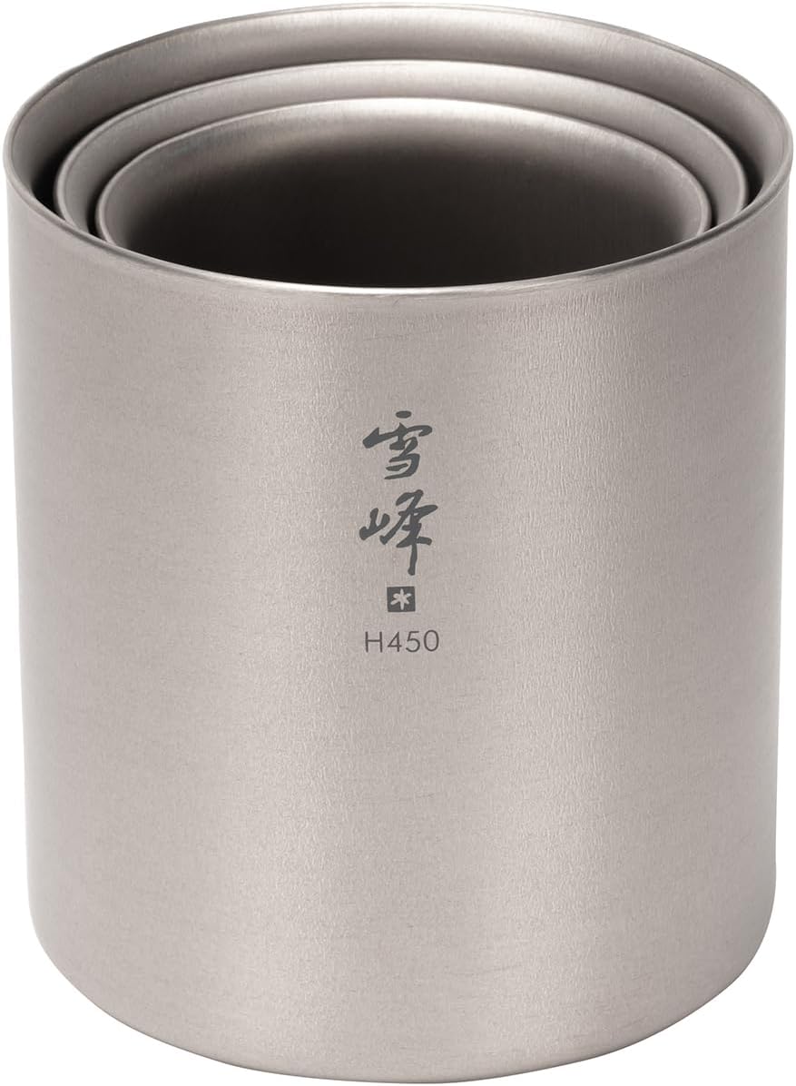 Snow Peak Titanium H450 Stacking Mug, TW-122, Premium Titanium, Made in Japan, Ultralight for Camping, Backpacking Everyday Use, Lifetime Product Guarantee