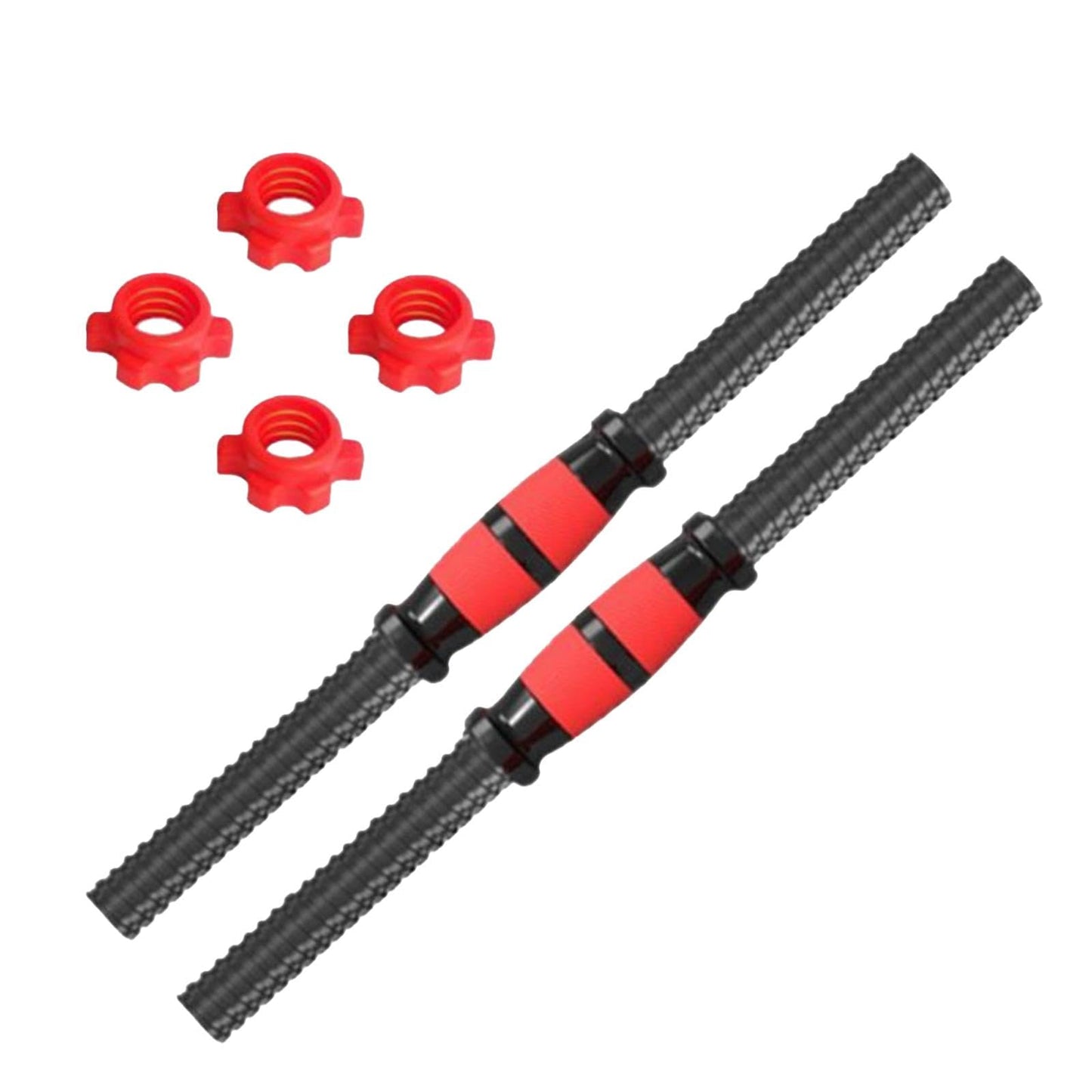 2x Dumbbell Handle Dumbellsweights Set Sturdy with 4 Collars Barbell Bar for Workout Strength Training Fitness Gym Attachment, 35cm