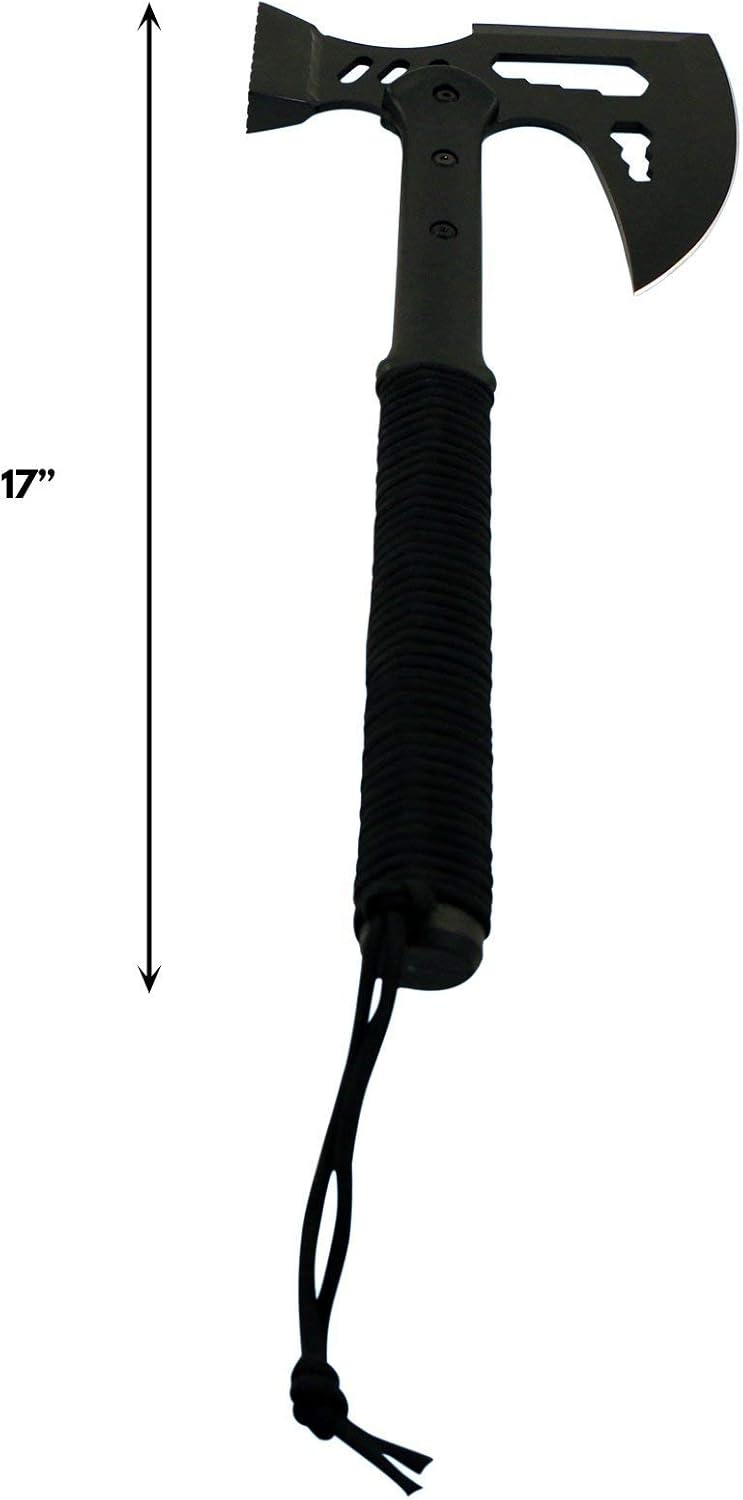 Wartech XBK04 Buckshot Tactical Multi Tool Hammer Axe with Paracord Handle, 17", Black