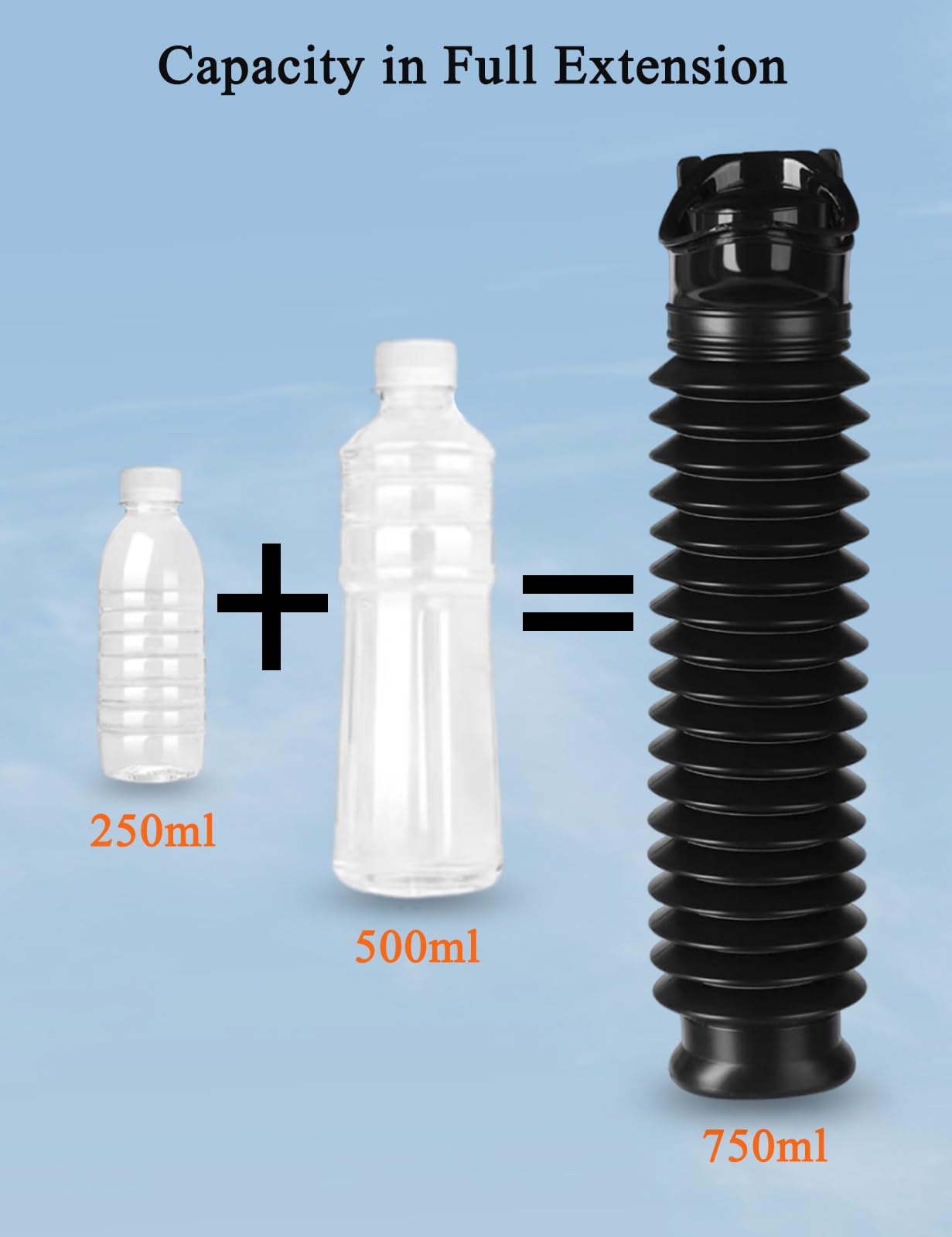 2-Pack 750ml Leakproof Collapsible Pee Bottle for Men with 20 Disposable Black Bags, Reusable Travel Urinals for Men Car, Portable Men's Pocket Toilet for Outdoor (Charcoal Black & Charcoal Grey)