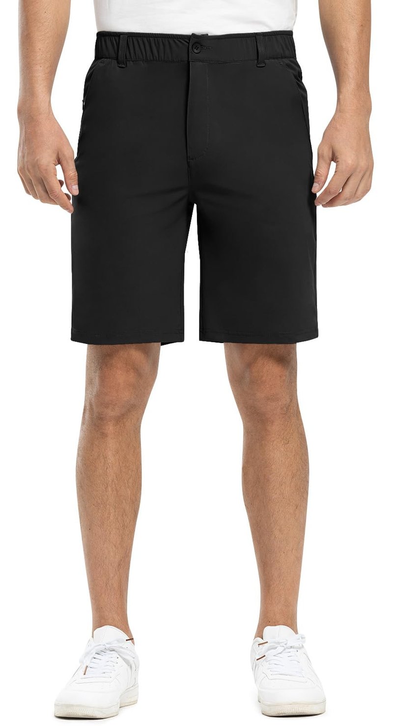 Rdruko Men's Golf Shorts Stretch Quick Dry 9" Work Casual Shorts with 5 Pockets(Black, US 40)