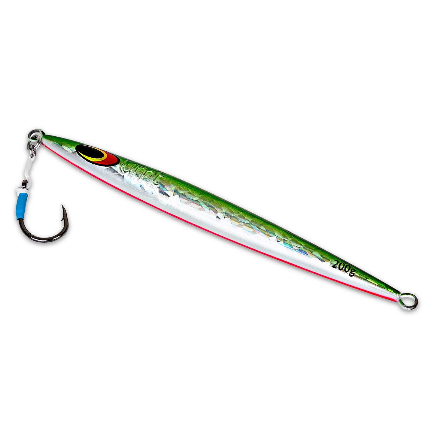 Uncle Mo Tackle - 200g Sand EEL Fishing Jig, Green & White - Advanced for Saltwater Offshore - Single Pack