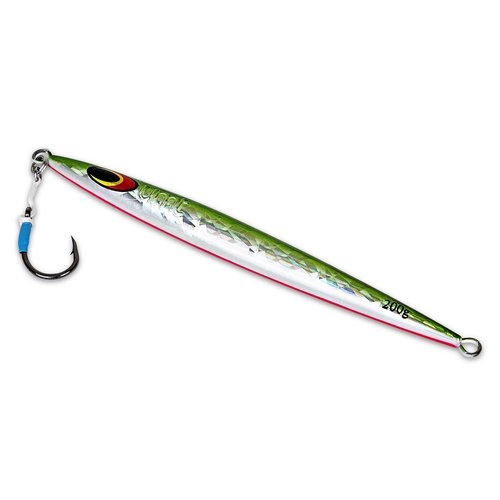 Uncle Mo Tackle - 200g Sand EEL Fishing Jig, Green & White - Advanced for Saltwater Offshore - Single Pack