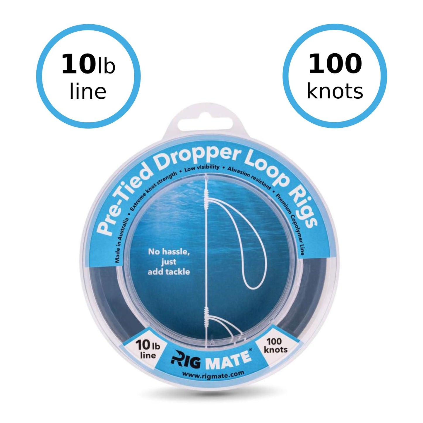 10 lb Pre-Tied Dropper Loop Rigs. Fishing Line Spool. Loops 18 Inches Apart with 5.5 Inch Loop Size. Perfect for Saltwater & Freshwater Fishing. Perfect for Snapper & Other Bottom Feeding Fish.
