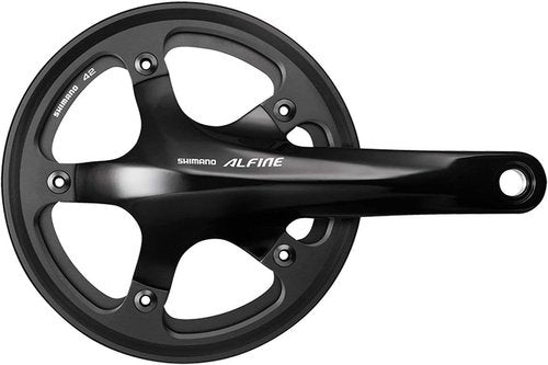Alfine Shimano 9-Speed Bicycle Crankset with Chain Guard - FC-S501 (Black - 170 x 39T W/Single Ring,W/CG,W/BB,BSA)