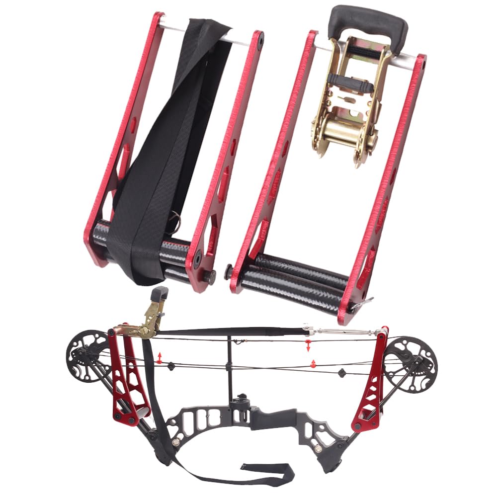 AMEYXGS Compound Bow Press Archery Aluminium Alloy Archery Ratchet Bow Press Portable Bow Press Ratchet Bow Press Open Tool Accessories Bow String Replacement Tool (Red)