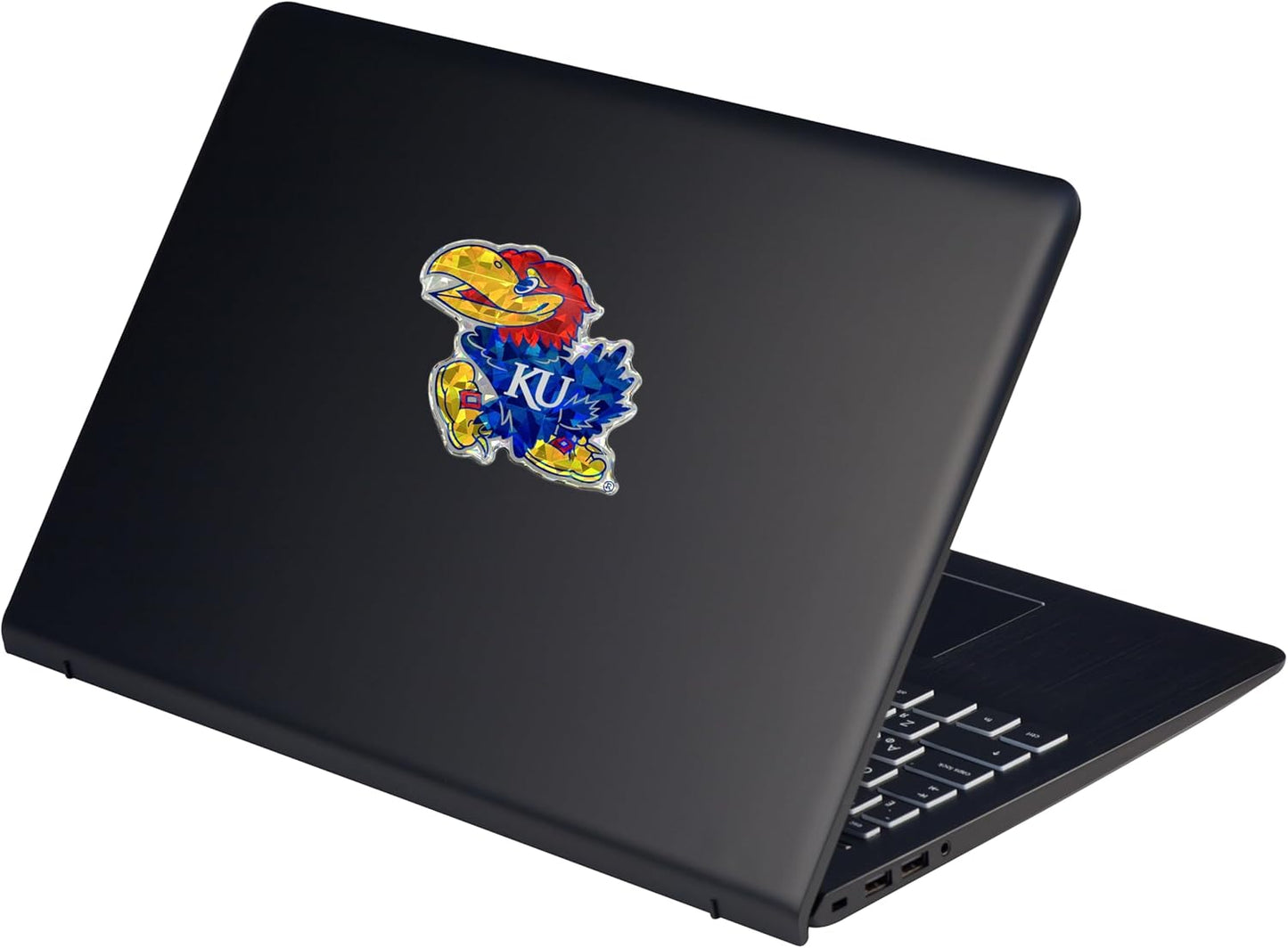 Elektroplate Officially Licensed Kansas Jayhawks Crimson & Blue Reflective Decal | Premium 3D All Weather Sticker for Car, Water Bottle, Laptop, Window, Cooler, Toolbox, Phone | Made in The USA