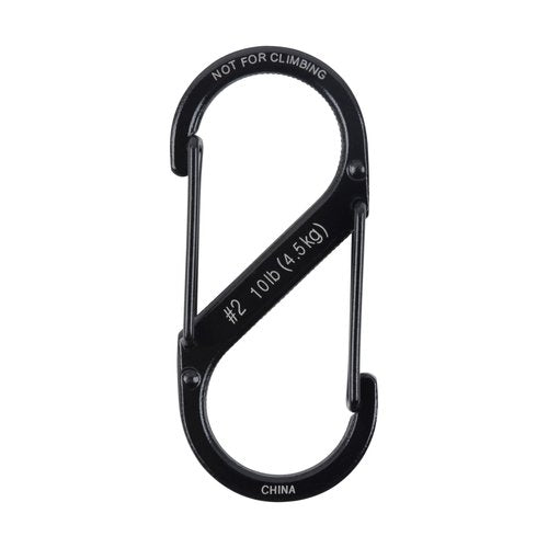 Nite Ize S-Biner Stainless Steel Dual Carabiner - Multi Purpose Dual Carabiner Clip - Great for Camping Supplies & Hiking Essentials - Secure Key Holder - Size 2, Black (8 Pack)
