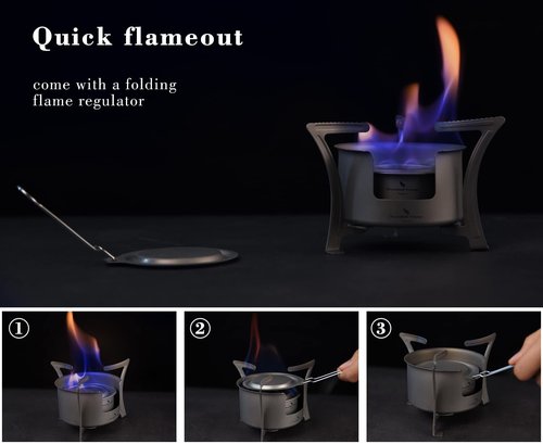 iBasingo Mini Titanium Spirit Stove Alcohol Heater Wood Burner with Stand Outdoor Camping Hiking Backpacking Furnace Tourist Cooker Survival Trekking Hiking Supplies (Ti2013C)