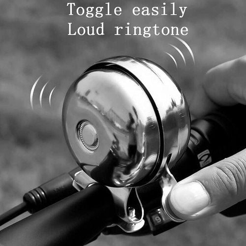 Cool Chrome Rotary Double-Sided Metal Classic Vintage Bike Bell Road Mountain Tricycle Retro Bicycle Handlebar Bell Safety Cycling Loud Ring Accessories Horn Crisp Clear Sound Alarm