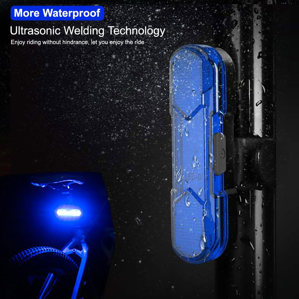 Kinizux Bike Tail Light Rechargeable 2 Pack,Bright Bicycle Lights Rear Safety Flashlight,330mah Lithium Battery inside, 4 Light Mode Options Bike Lights for Night Riding (2 USB Cables Included)