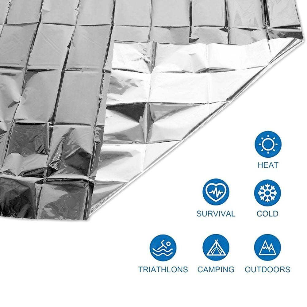 20 Pack Emergency Mylar Thermal Blankets, 54" x 84" - by Science Purchase, Silver,Large, 73MYLARPK20