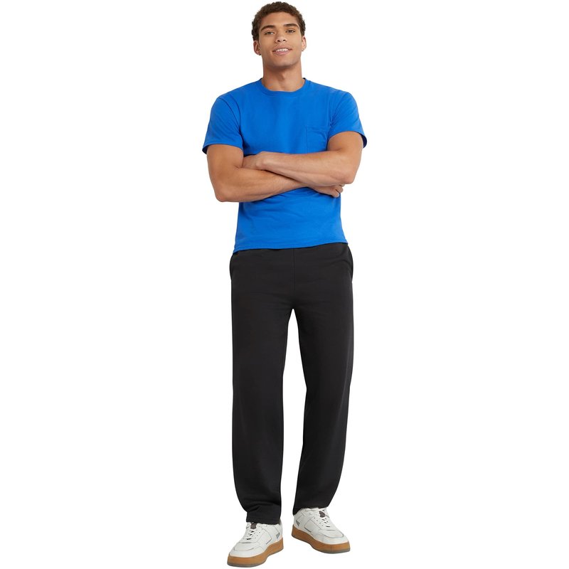Hanes Men's EcoSmart Open Leg Pant with Pockets, black, M