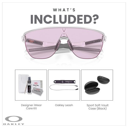 Oakley OO9248 924806 42MM Matte Clear/Prizm Low Light Shield Sunglasses for Men + Bundle Accessory Leash Kit, Microfiber Pouch