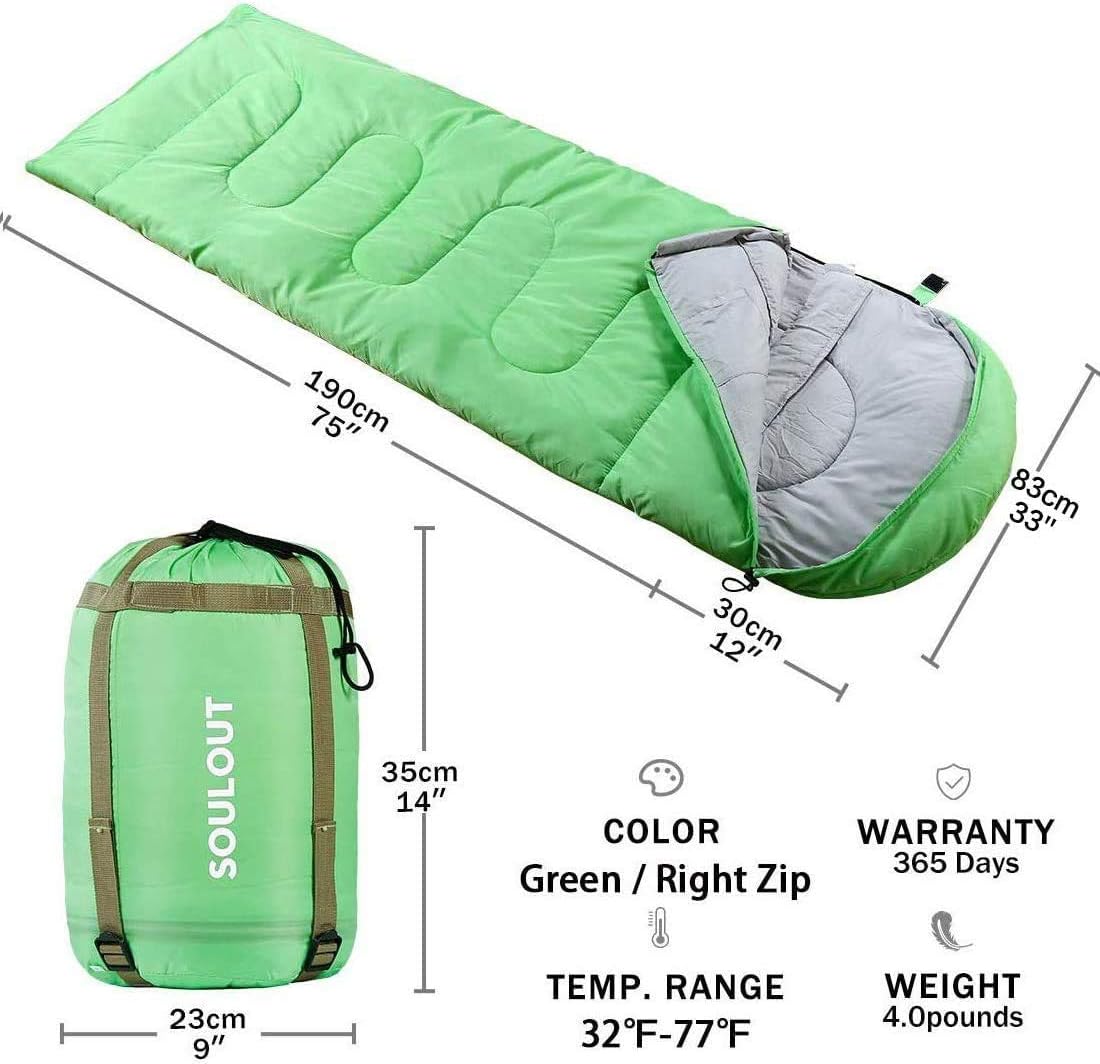 3-4 Season Sleeping Bag for Adults & Kids, Lightweight Warm Cold Weather Camping Bag with Waterproof Compression Sack – Portable for Hiking, Backpacking, Traveling & Outdoor Adventures