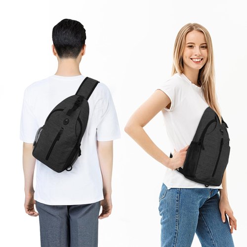 Sling-Bag Crossbody-Bag Women-Men Backpack-Daypack - Hiking Chest Travel with Water Bottle Pocket Portable Hiking Daypacks For Women Black