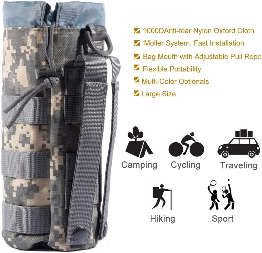 Upgraded Tactical Water Bottle Holder | Molle Pouch for Travel & Hydration