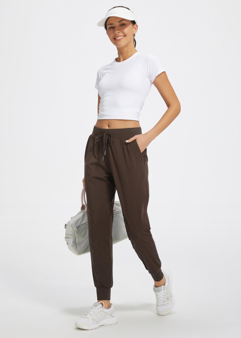 Libin Women's Joggers Pants Athletic Dance Sweatpants with Pockets Running Tapered Casual Pants for Workout,Lounge, Brown XXL