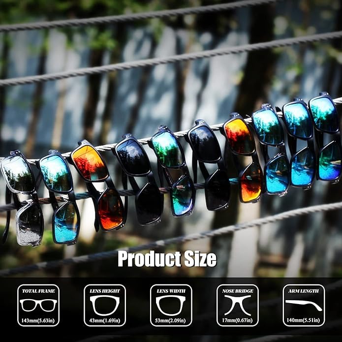 Lengnuantazhi 4 Pack Polarized Sunglasses for Men Women Sports Driving Fishing Glasses UV400 Protection, Black+red+blue+green