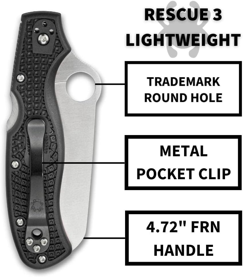 Byrd Cara Cara 2 Rescue Lightweight Knife with 3.88" Stainless Steel Sheepfoot Blade and High Performance Black FRN Handle - SpyderEdge - BY17SBK2