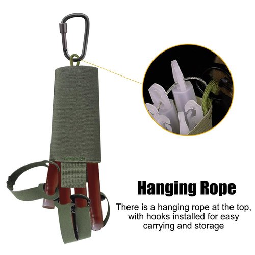 DONGKER Glow Sticks Pouch,Nylon Tactical Chem Lights Holders with Hanging Rope for Camping Fishing Outdoor Adventure Hunting