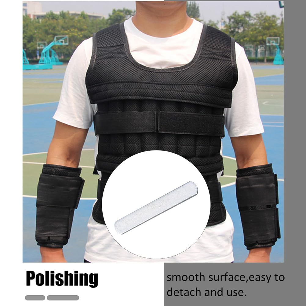 Weighted Vests Steels Plates:10 PCS Training Weight Long Steels Plate Weighted Loading Leg for Running Fitness Equipment (Silver 15X2.5X0.6CM)