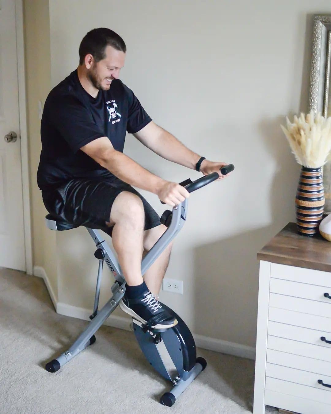 ATIVAFIT Exercise Bike Foldable Fitness Indoor Cycling Bike Magnetic 3 in 1 Upright Recumbent Exercise Bike with Resistance Bands for Home Workout