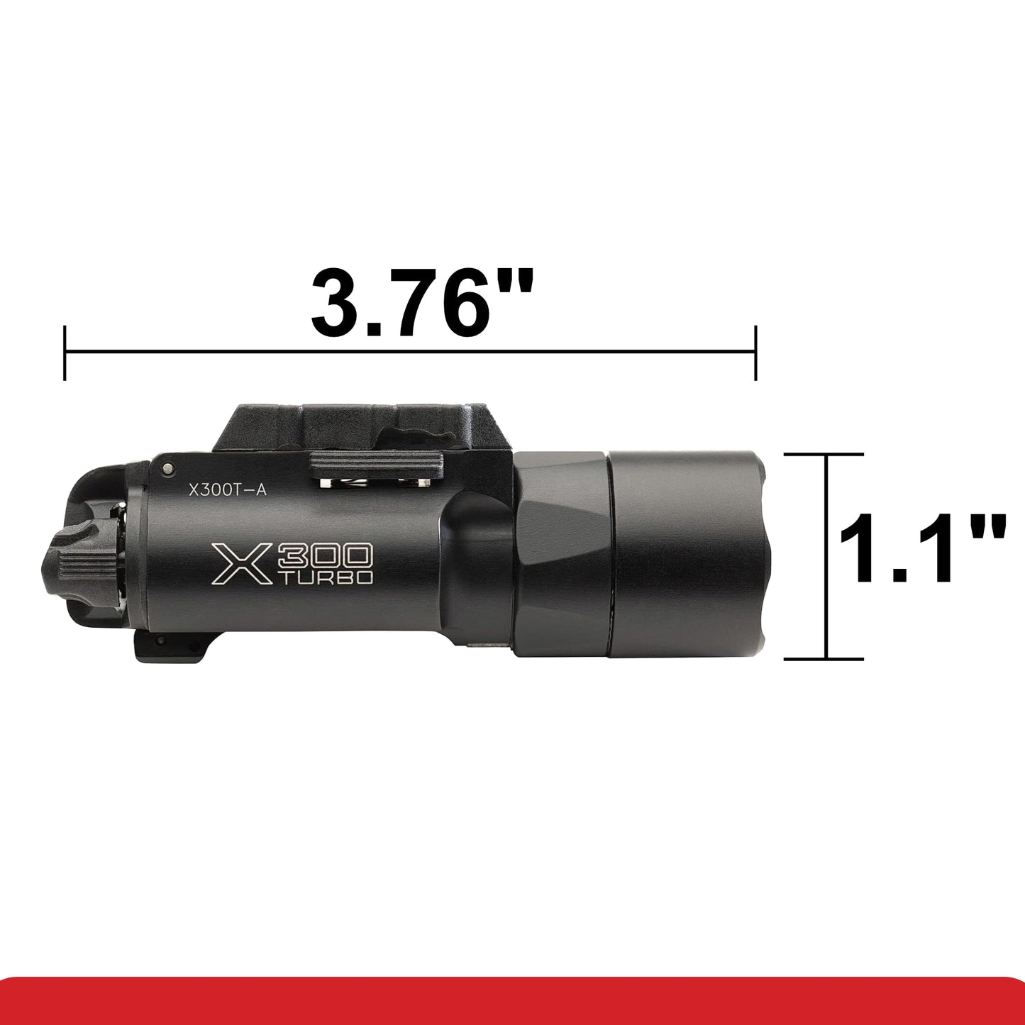 SureFire X300T-A Turbo Black Weapon Light High Output LED Bundle (650 Lumens) - Two 123A Batteries and Battery Box - X300 Turbo Light A Pistol Light for Defense, Easy Switch Mount System