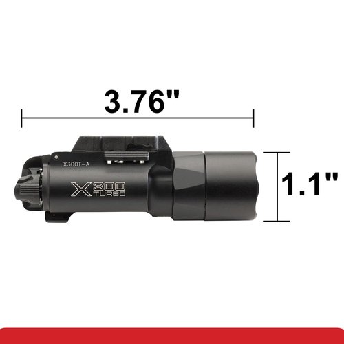 SureFire X300T-A Turbo Black Weapon Light High Output LED Bundle (650 Lumens) - Two 123A Batteries and Battery Box - X300 Turbo Light A Pistol Light for Defense, Easy Switch Mount System