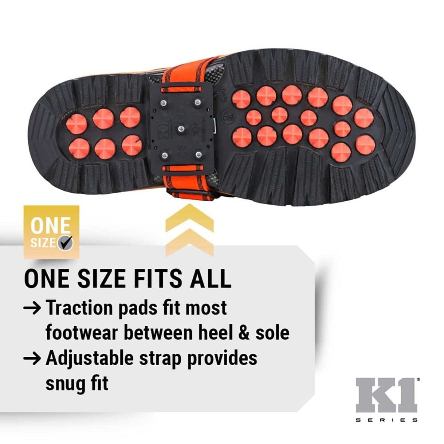 K1 Mid-Sole Ice Cleats for Men & Women - Rotatable Traction Aids For Winter Snow - Hi Vis - Low Profile