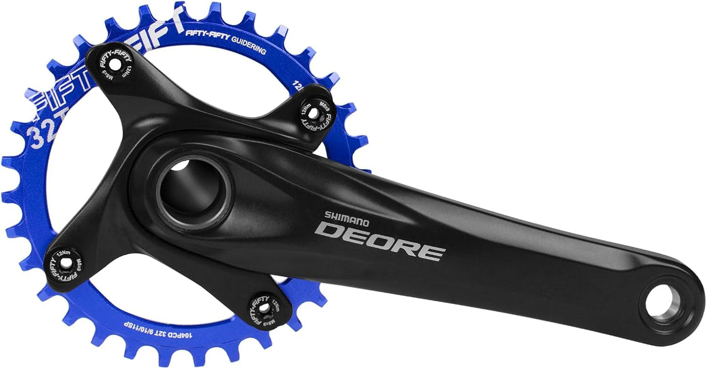 FIFTY-FIFTY Round 104BCD Chainring, 30T 32T 34T 36T Narrow Wide Mountain Bike Chainring, Single Chainring for 9/10/11-Speed with 4 Alloy Chainring Bolts for MTB