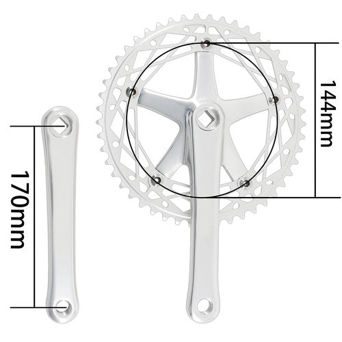 WEERAS Fixed Gear Bicycle Crankset Single Speed 49T 144BCD 170mm Upgraded Material, Fully CNC Grinding