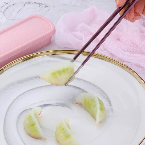 Do Buy Stainless Steel Fork Spoon Chopsticks with a Durable Case for Home Outdoor Camping Traveling Hiking, Purple