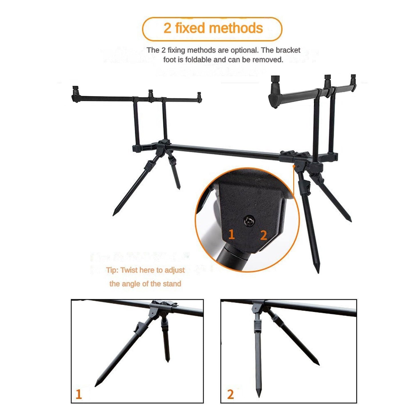 Tiandirenhe Adjustable Retractable Carp Fishing Rod Stand Holder, Fishing Rod Pod Carp Stand with 3 Bite Alarms 3 PCS Bait Swinger Tackle Set Accessories