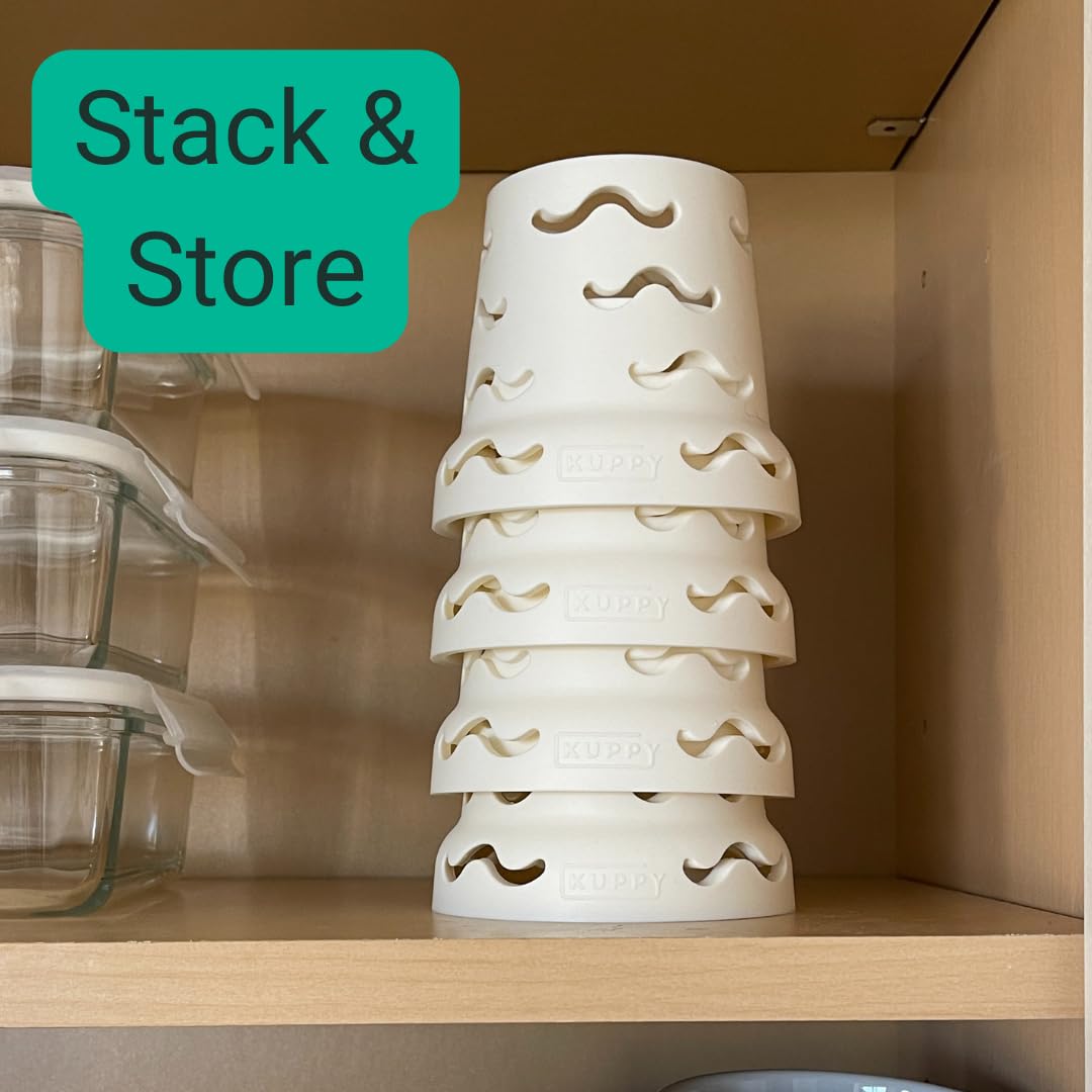 Kuppy Silicone Water Bottle Drying Rack - Fast-Dry Bottle Dryer for 20-64oz Cups - Reusable Food Storage Bag Drying Rack - Compatible with Stanley, Owala, Stasher (White, 4-Pack)