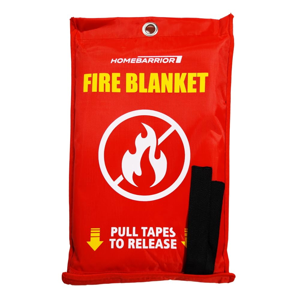 HOMEBARRIOR Emergency Fire Blanket for Fire Suppression, 39x39 inches Flame Retardant Fabric Fireproof Blanket, Survival Gear for Home Safety, Outdoor Camping (1 Pack)