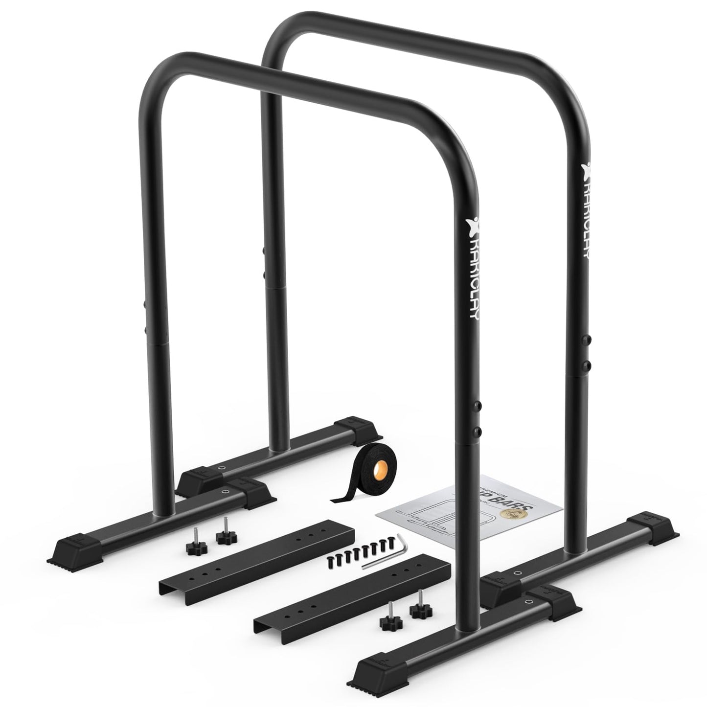 KAKICLAY Multi-Grip Pull Up Bar and Premium Dip Bars with Adjustable Ultra-Stable Settings & Non-Slip Feet - USA Original Patent, Designed, Shipped, Warranty